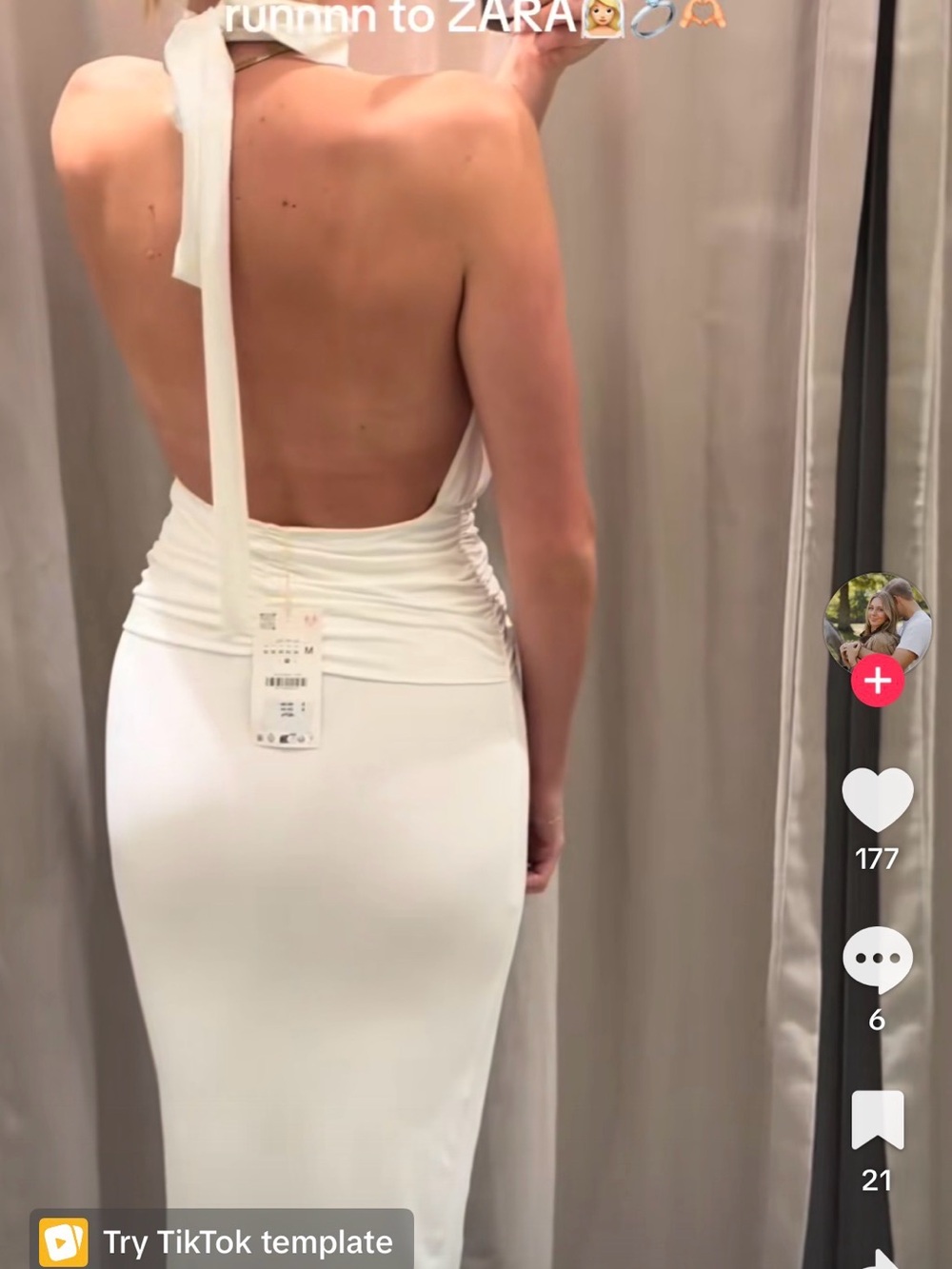 Zara White Halter Midi Dress with Gold Medallion